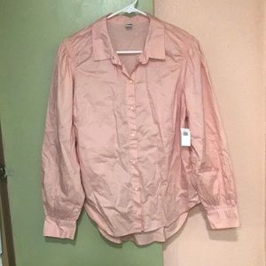 Old Navy Women’s Button Down Size Large NEW Pink/Blush With White Buttons Shirt